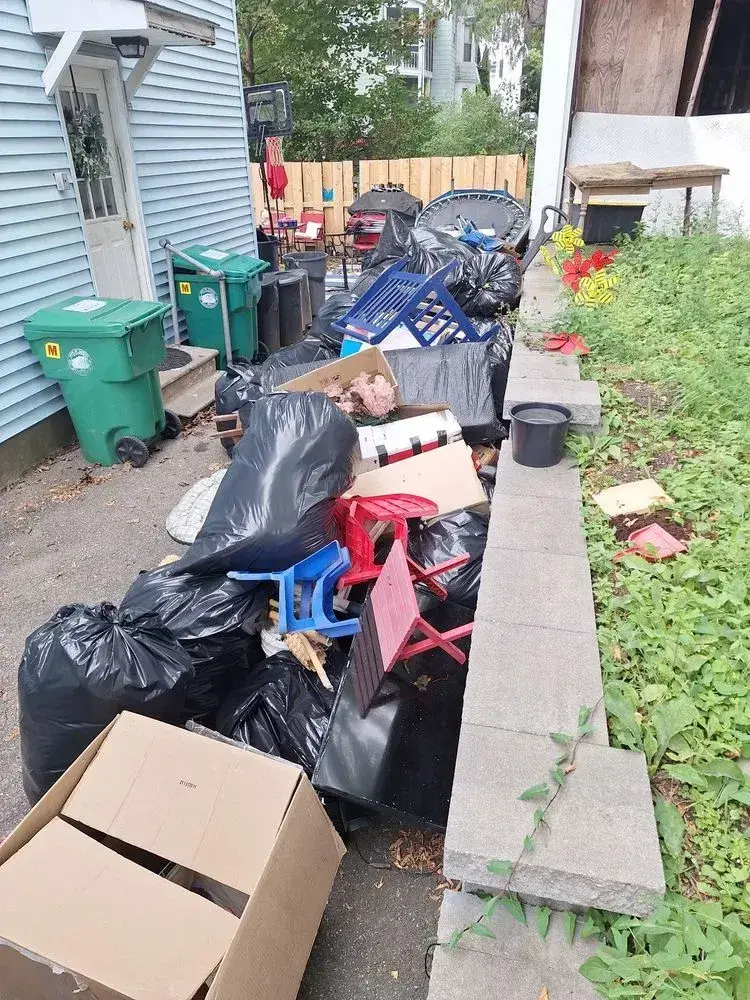 Outdoor household clutter ready for removal