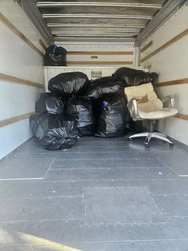 Household items loaded inside a Sisco removal truck